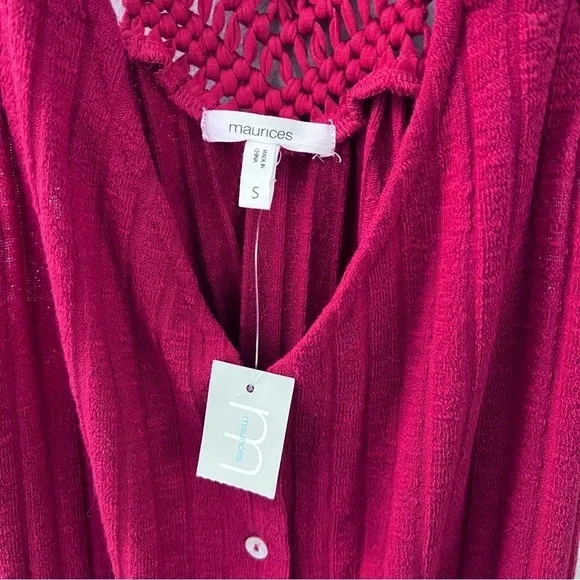 NWT Maurice’s red crochet back button down tank small - Picture 6 of 8